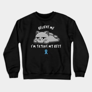 POTs Syndrome Warrior Cat With Awareness Ribbon Crewneck Sweatshirt